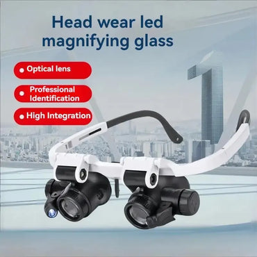 Headband Magnifier with LED Lights — 3 Interchangeable Lenses 8x/15x/23x for Watch Repair, Jewelry & Engraving