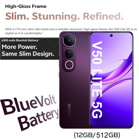 12GB+512gb VIVO V50 Lite 5G smart phone 6500mAh/Type-C interface lightweight camera phone