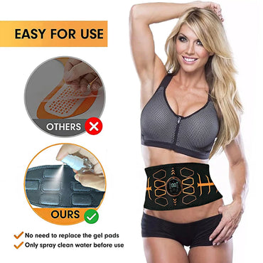 Rechargeable EMS Abdominal Toning Belt – Smart Muscle Stimulator & Slimming Massager, 10 Modes 30 Intensity Levels, Adjustable Fit