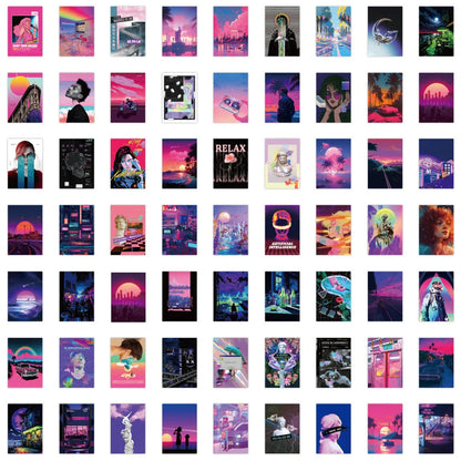 10/30/50pcs Vintage 80's Synthwave Cool Stickers Vaporwave Decal Skateboard Laptop Luggage Phone Motorcycle Waterproof Sticker