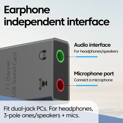 USB/USB-C to 3.5mm External Sound Card Adapter — Mic & Headphone for Laptop, MacBook, PC