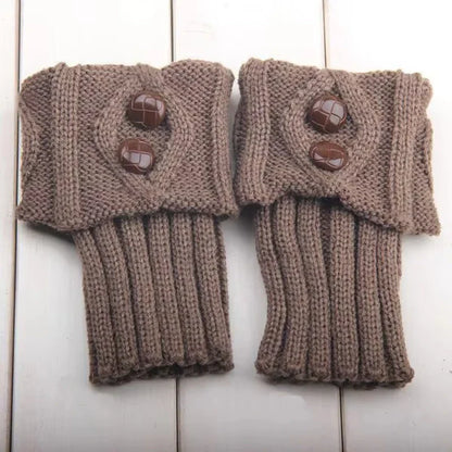 Women's Short Knit Diamond 2-Button Boot Cuffs — Knit Leg Warmers & Boot Covers