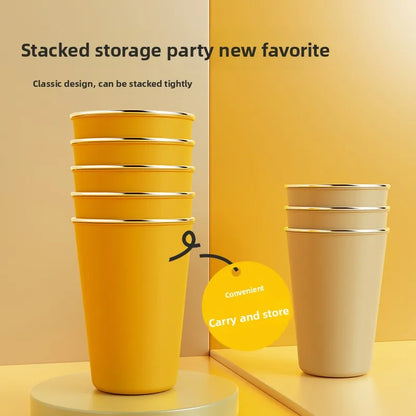 304 Stainless Steel lce cup 6 Color Options Coffee cup Leak - Proof Double use Direct Drink & Straw  Food Grade Stackable