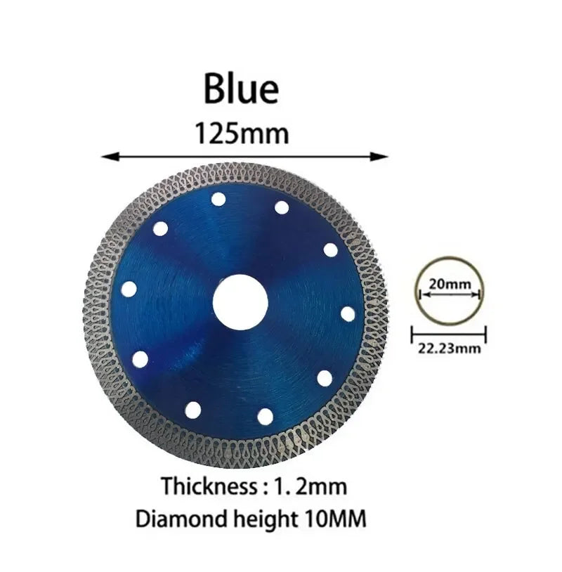 Turbo Diamond Saw Blade 105/115/125 mm (4-1/8, 4-1/2, 5 in) for Granite Marble Porcelain Tile - Angle Grinder Cutting Disc