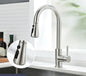 360° Rotating Telescopic Pull-Out Kitchen Faucet - Brushed Nickel, Single-Handle Deck Mount
