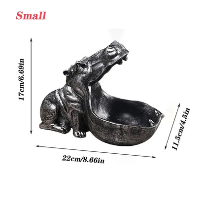 Home Decor Hippo Statue Sculpture Figurine Key Candy Storage Ornaments Container Decoration Table Decoration Accessories Gift