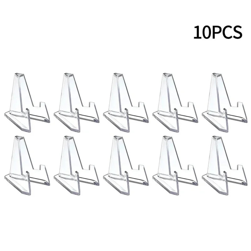 Acrylic Mini Display Stand – Clear Triangular Easel for Coins, Cards, Photos & Collectibles (Set of 10)