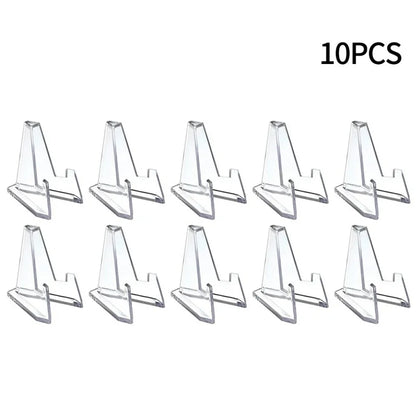 Acrylic Mini Display Stand – Clear Triangular Easel for Coins, Cards, Photos & Collectibles (Set of 10)