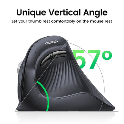 Vertical Ergonomic Wireless Mouse Bluetooth 5.0 & 2.4GHz, 4000 DPI, 6 Silent Buttons for MacBook Laptop Tablet PC