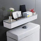 Over-Toilet Wall Shelf Organizer - Adhesive No-Drill Corner Bathroom Storage Rack, White