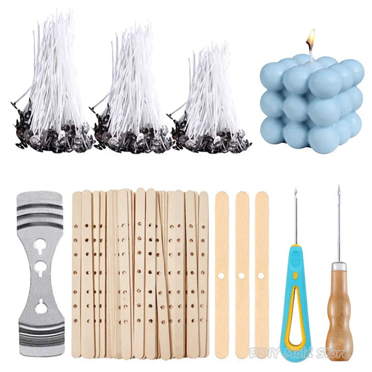 120-Pack Waxed Cotton Candle Wicks with Metal Stands, Smokeless Wicks for DIY Soy, Gel & Paraffin Candle Making