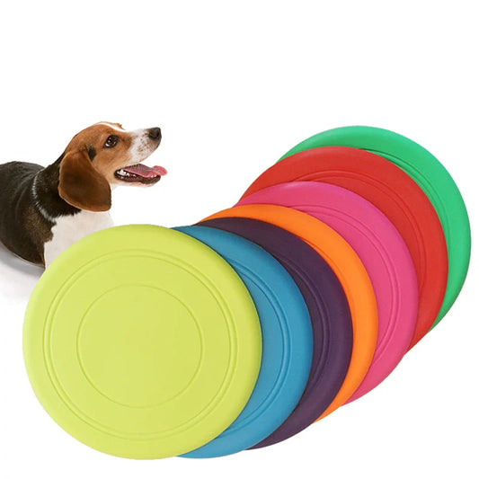 7-Color Silicone Flying Disc Dog & Cat Toy – 7" (17.8 cm) Chew-Resistant Interactive Toy for Puppy Training & Fetch