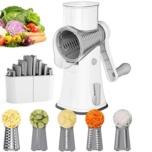 5-in-1 Rotary Cheese Grater Mandoline Shredder Vegetable Julienne Slicer Waffle Cutter Nut Chopper