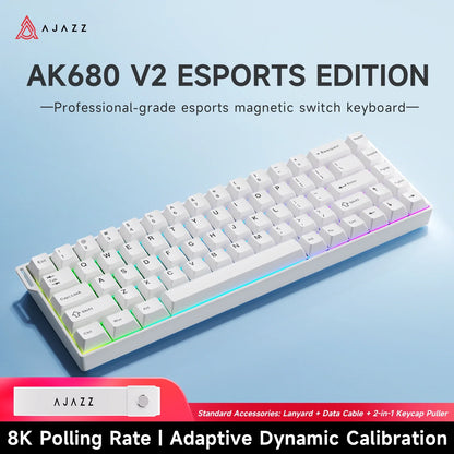 68‑Key 60% Magnetic Switch Mechanical Gaming Keyboard – Hot‑Swappable, 0.01mm Rapid Trigger, RGB Backlight, Wired USB
