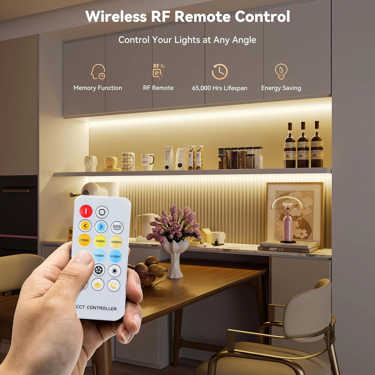 A-Convey 24V COB LED Strip Lights – Dimmable 2700K–6500K, Bluetooth App & RF Remote, 5M or 10M, Cuttable for Kitchen, Cabinet & Home Decor