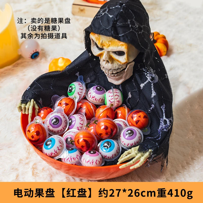 Halloween Pumpkin Candy Plate Decoration, Red or Purple