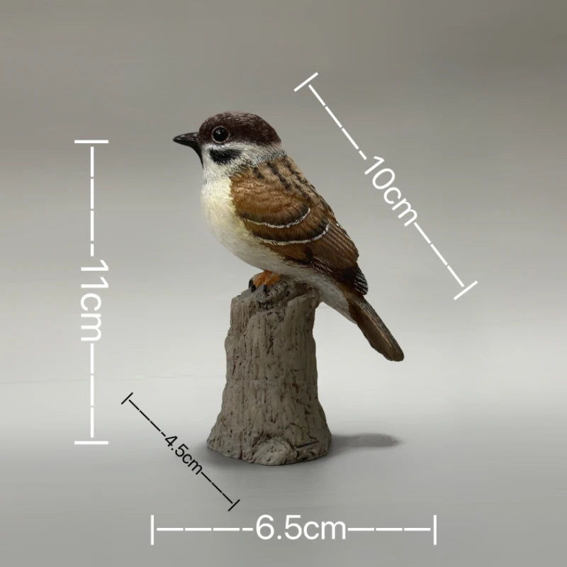 Resin Sparrow Bird Statue Ornament for Desktop Decor