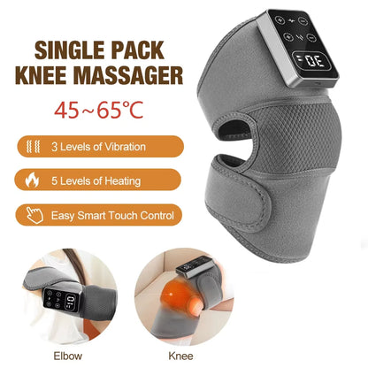 Smart Heated Knee Massager Vibration Hot Compress for Knee, Shoulder & Elbow — Adjustable Heat & Intensity
