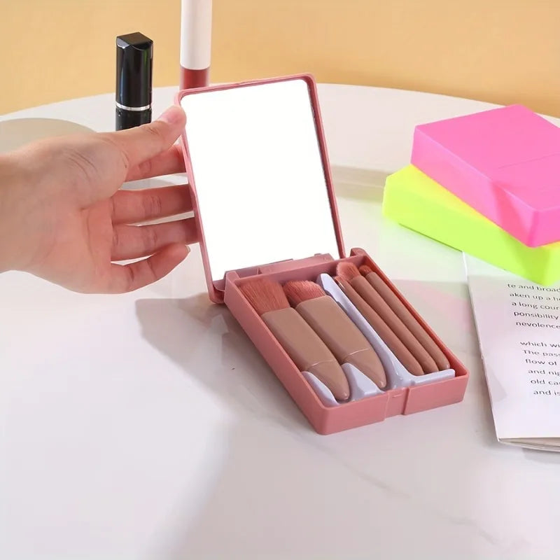 5-Piece Dusty Rose Pink Makeup Brush Set - Soft Synthetic Bristles for Foundation, Blush & Eyeshadow, Gift-Ready Beauty Kit