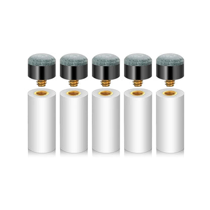 5/10-Pack 12mm Screw-On Pool Cue Tips with Ferrules — Leather Billiard Cue Tip Replacements