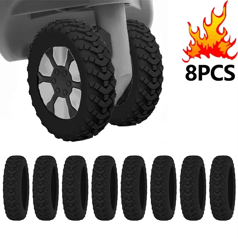 8-Pack Silicone Luggage Wheel Covers – 5 cm (2.0 in) Noise-Reducing Suitcase Caster Protectors