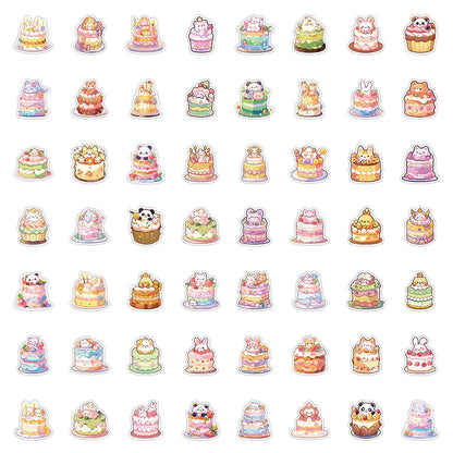10/30/60pcs Cute Cake Animal Cartoon Aesthetic Stickers Decoration DIY Laptop Suitcase Notebook Stationery Sticker for Kids Toy