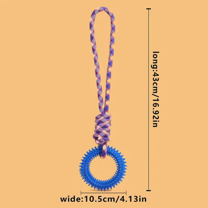 Interactive Spiked Dog Ring Toy - Rubber Chew for Teeth Cleaning & Training