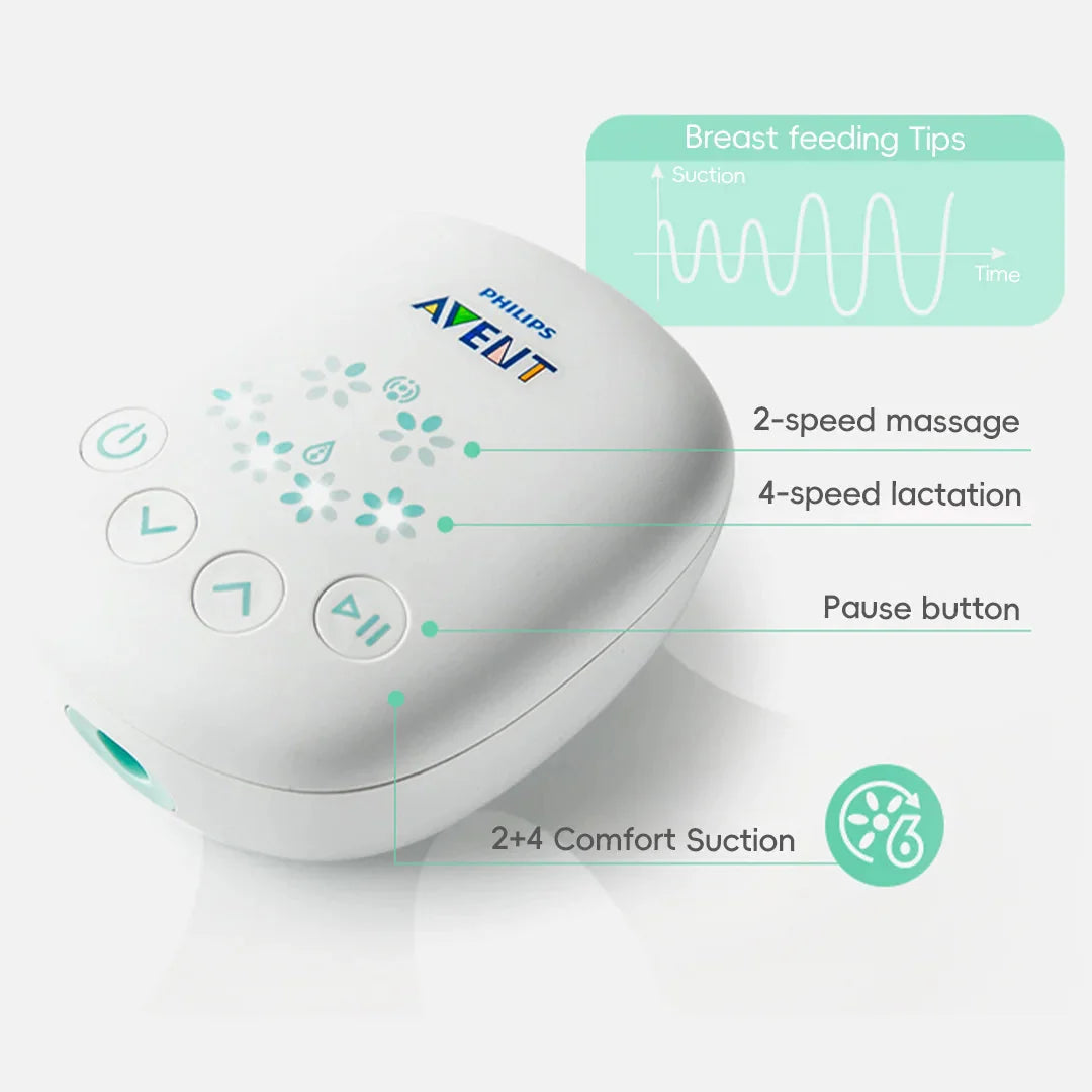 PHILIPS AVENT Portable Single Electric Breast Pump with Smart Massage & Petal Stimulation – Mimics Baby’s Natural Sucking