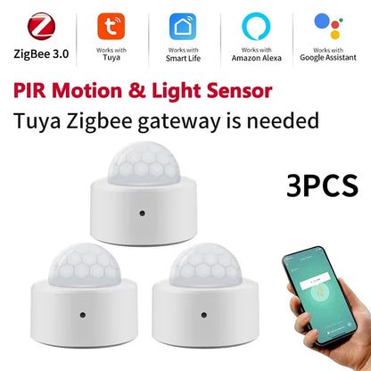 Zigbee PIR Motion Sensor & Light Detector - Smart Home Motion Sensor with Mobile App Control