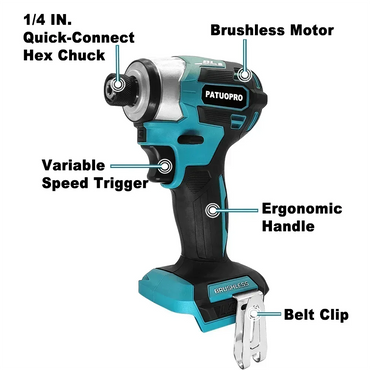 5-Speed Brushless Cordless Impact Screwdriver 1/4-inch (6.35 mm), 18V Battery Compatible (No Battery)