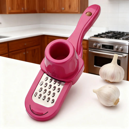 Multifunctional Manual Garlic Press & Ginger Grater — Stainless Steel Garlic Cutter Peeler
