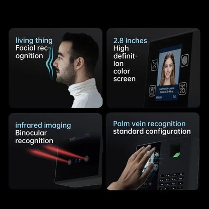 Biometric Attendance Time Clock, Facial Recognition, Fingerprint & Palm Print Reader, Password and ID Card Access