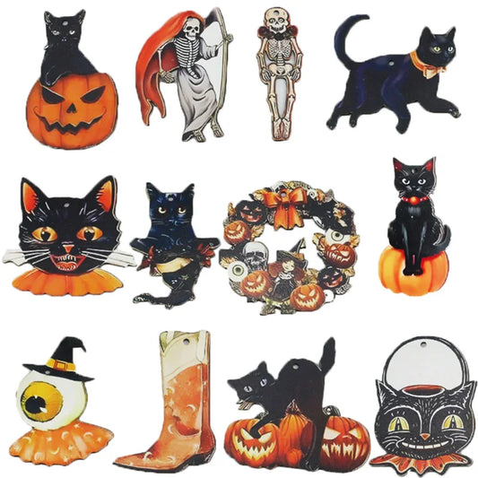 12-Piece Wooden Halloween Craft Decoration Set