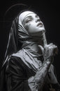 Sexy Tattoo Machine Gun Nun Poster Print Christian Smoking Nun Canvas Painting Living Room Background Wall Home Decoration