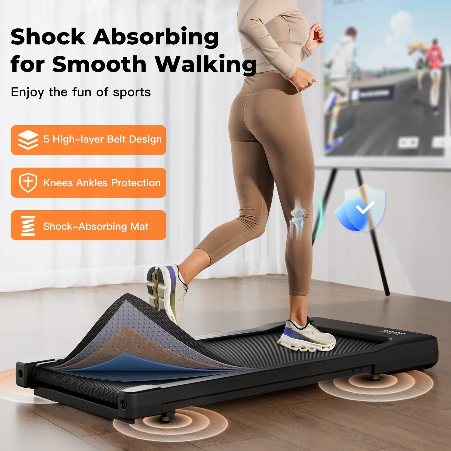 Under-Desk Walking Pad Treadmill 2-in-1 — 2.5HP, Remote & LED Display