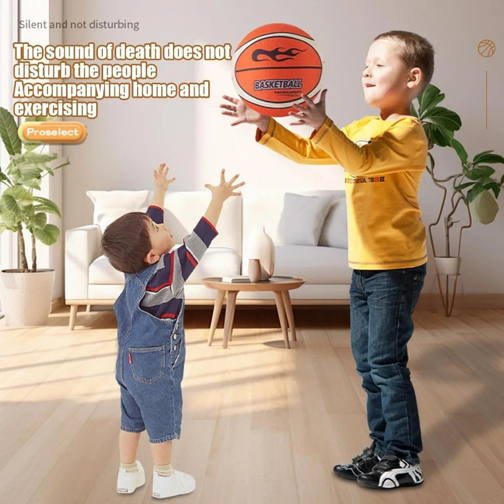 Silent Indoor Basketball — Low-Noise Sponge Training Ball Size 7