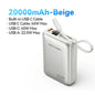 45W 20000mAh Power Bank with Built-in USB-C Cable, Fast Charging Portable Charger for iPhone Samsung Xiaomi