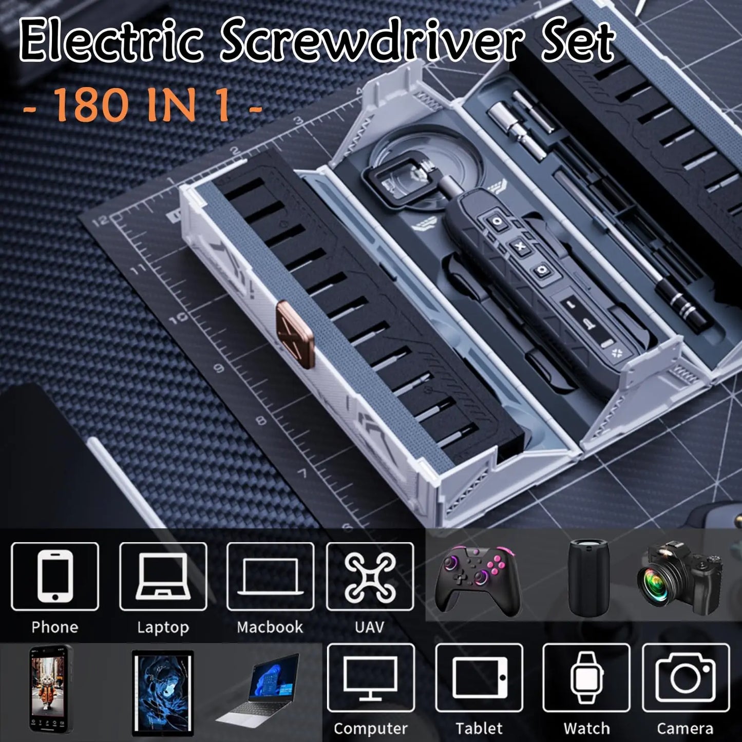 180-in-1 Electric Precision Screwdriver Set – Mini Cordless Repair Kit for Phones, Cameras, Laptops & Electronics