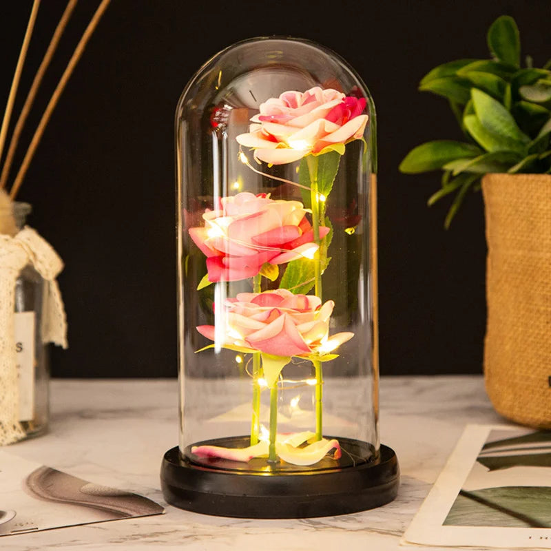Rose Glass Dome Flower Ornament