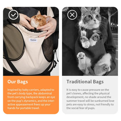 Breathable Front-Carrier Pet Backpack Chest Dog & Cat Carrier Shoulder Bag