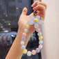 Colorful Macaron Bead Phone Lanyard Wrist Strap - Anti-Lost Short Handheld Mobile Chain for Women