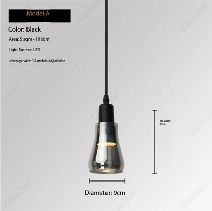 European Modern Minimalist LED Glass Chandelier Bar Restaurant Living Room Coffee Shop Bedroom Decorative Lighting