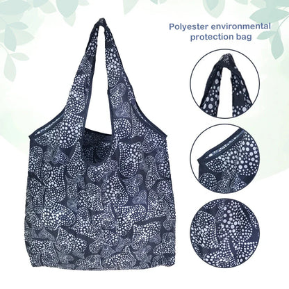 Foldable Reusable Grocery Tote Bag, Lemon Print Eco-Friendly Travel & Beach Pouch