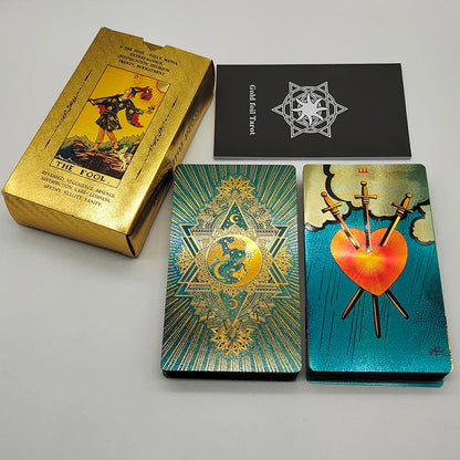 New Version Plastic Tarot Rider Waite Waterproof Gold Foil Tarot Deck With Nice PVC Package Prediction Cards Game