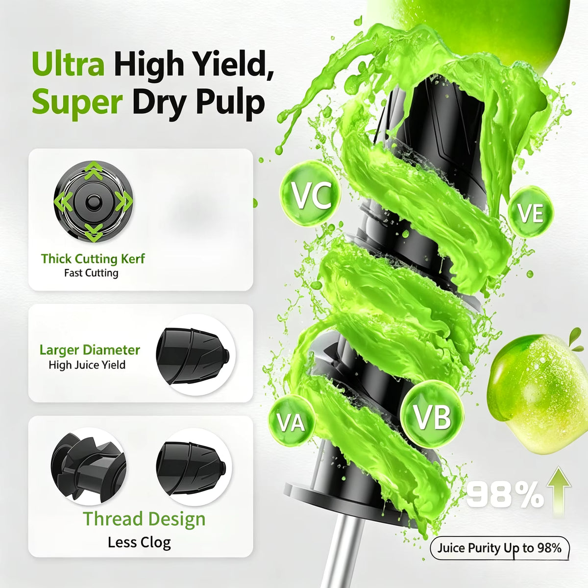 LUFVEBUT BP-8038 Slow Masticating Juicer, 200 W