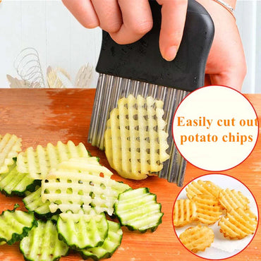 Crinkle Cut Potato Cutter Stainless Steel Wavy French Fry Maker Vegetable Slicer