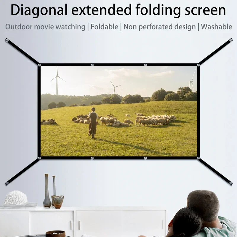 60-150 inch wall mounted foldable projection screen, projector specific soft screen, home theater - extended version