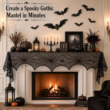 Halloween Decorations Kit Halloween Spiderweb Tablecloth Runner Fireplace Scarf Lace Spiderweb Tablecloth Halloween Party Decor