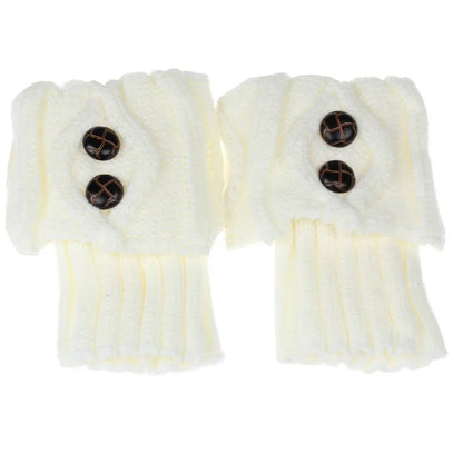 Women's Short Knit Diamond 2-Button Boot Cuffs — Knit Leg Warmers & Boot Covers