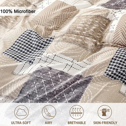 3-Piece Patchwork Print Duvet Cover Set — Soft Skin-Friendly Polyester Bedding (1.0–2.0 m | 3.3–6.6 ft)